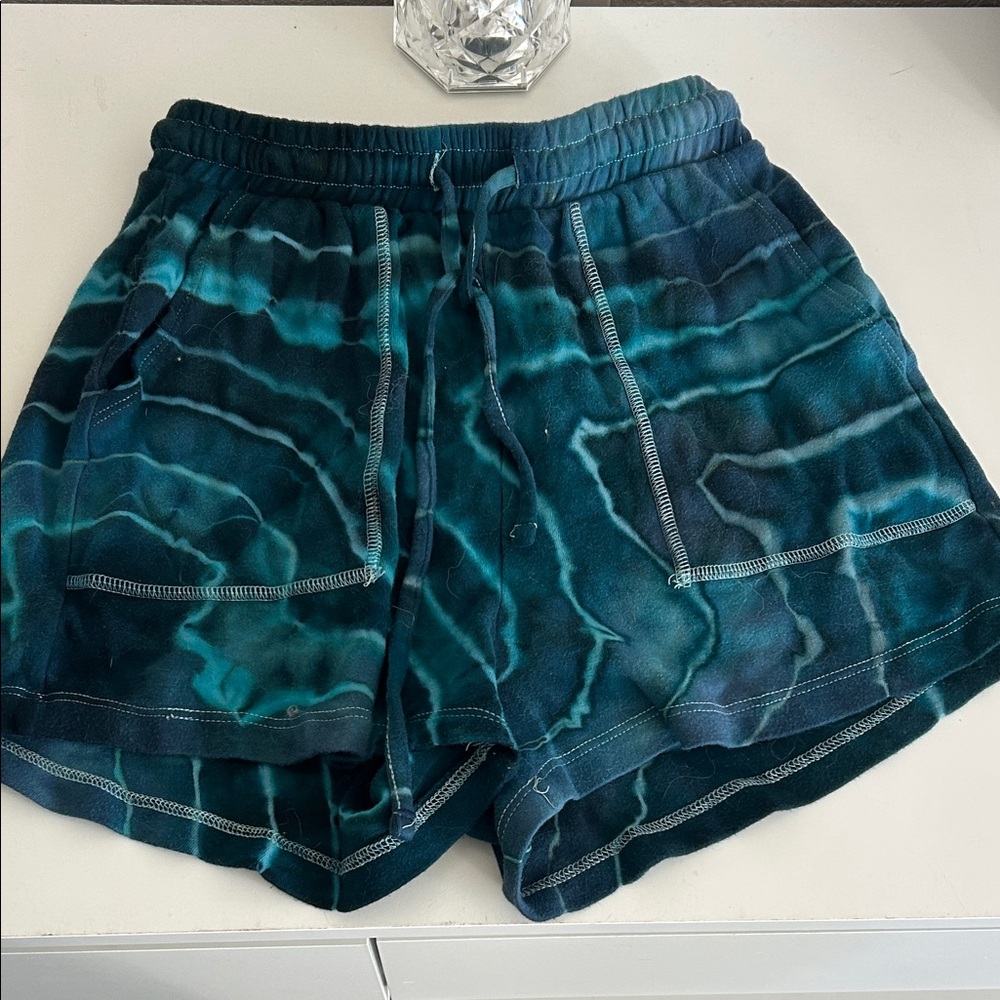 Ocean Wave Handmade Tie-Dye katya moon dye Women's Lounge Shorts 🌛🩵